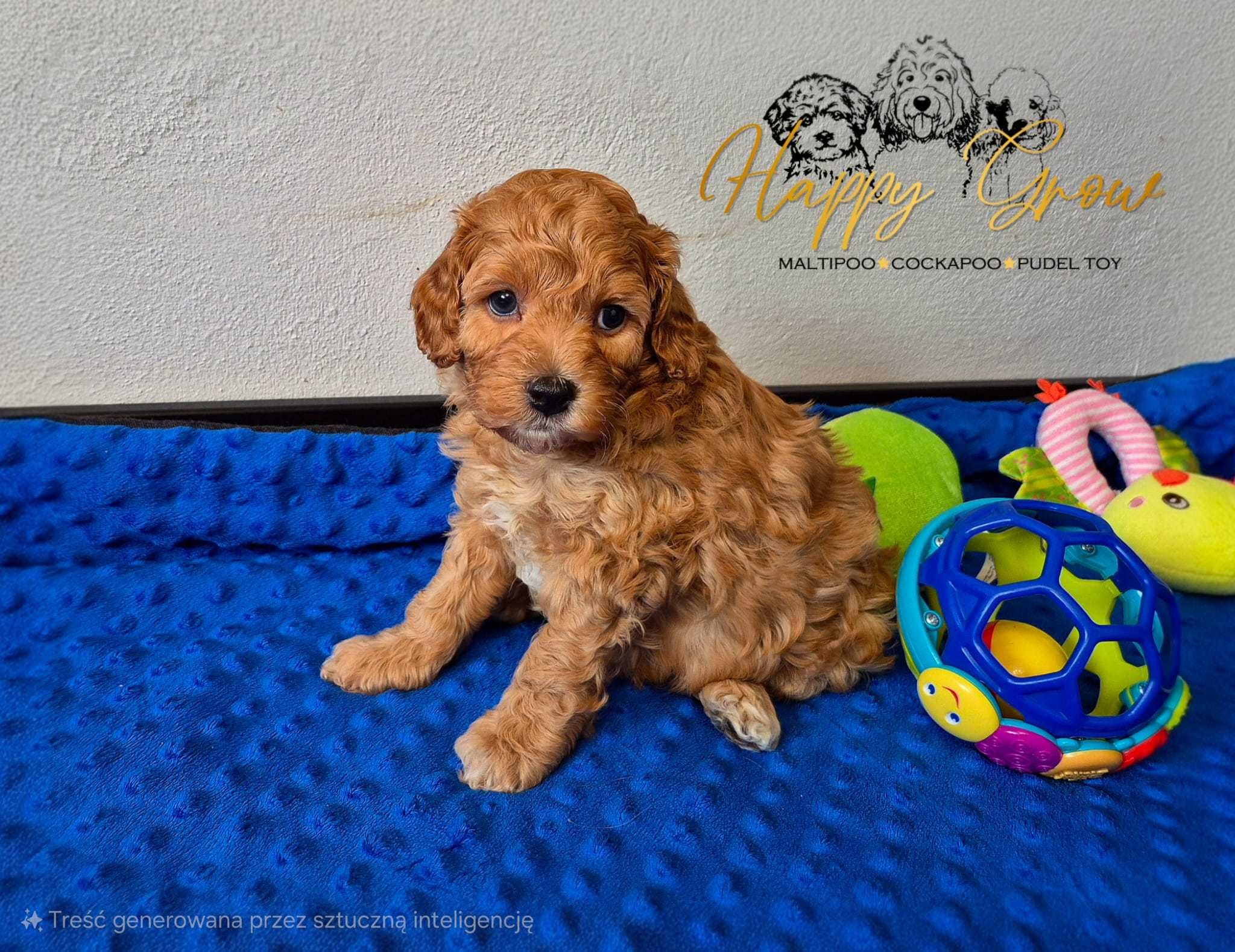 Pudel cockapoo piękny piesek red