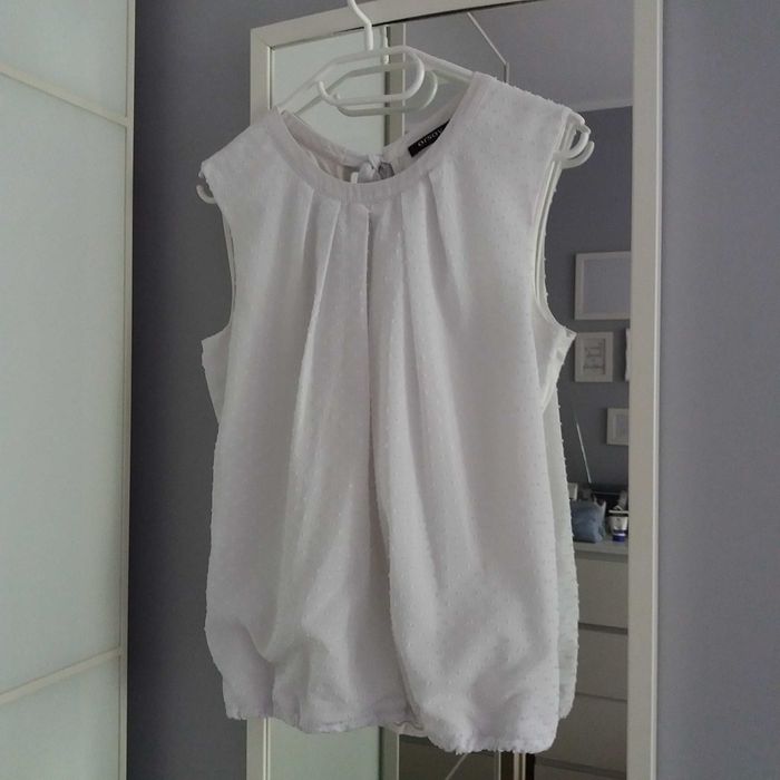 Biała bluzka Orsay bez rękawów z wiązaniem na szyi S