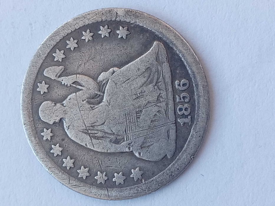 Срібна монета США пів дайма 1856р.