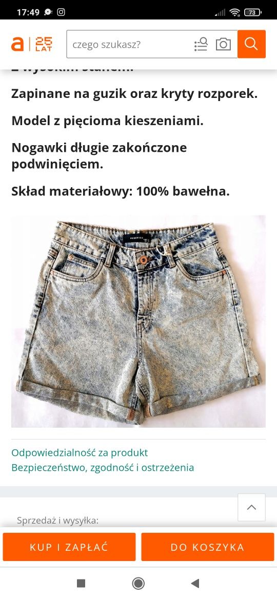 Spodenki reserved  36 s stan idealny