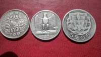 Срібні монети. 5 лір, 5 ескудо, 100 ієн