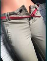 Spodnie stretch z paskiem beżowe proste r.S