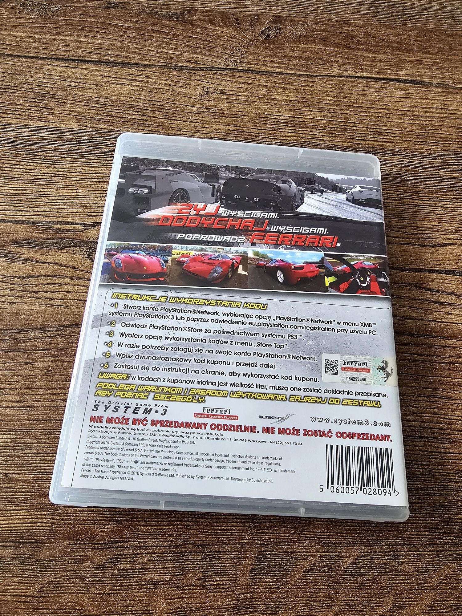 Ferrari The Race Experience PlayStation 3 PS3 Pudełko