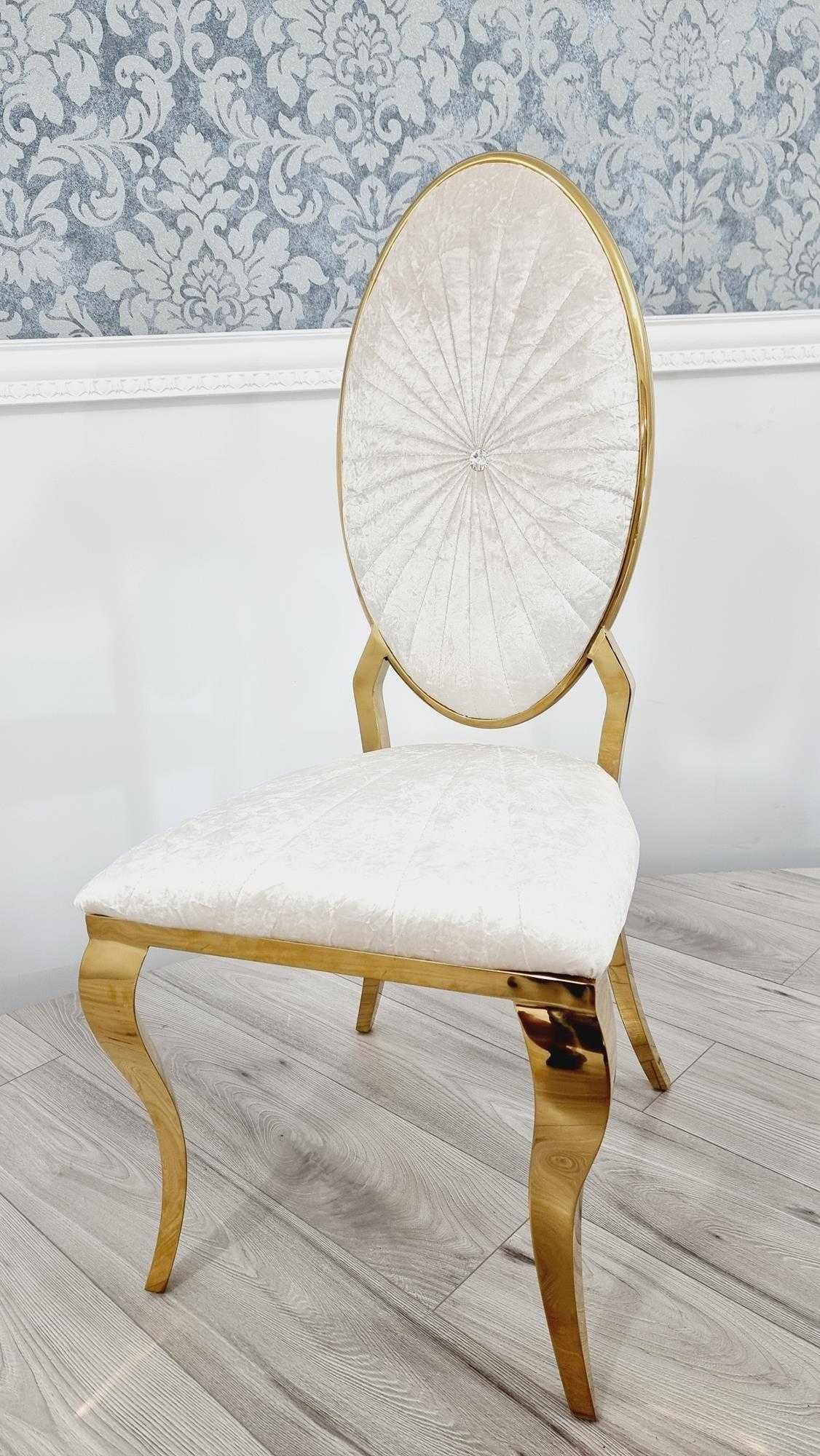 Jadalnia Stół 180 x 90 + 6 krzeseł Oval Premium GOLD