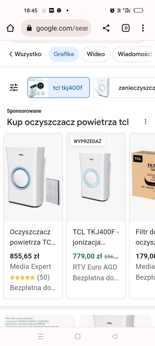 Oczyszczacz nawilżacz powietrza TCL TKJ400F