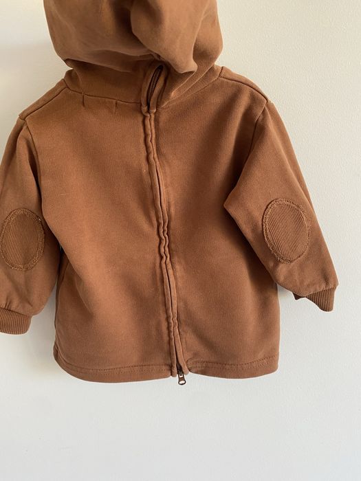 Bluza newbie 68 ruda brązowa guzik z kapturem