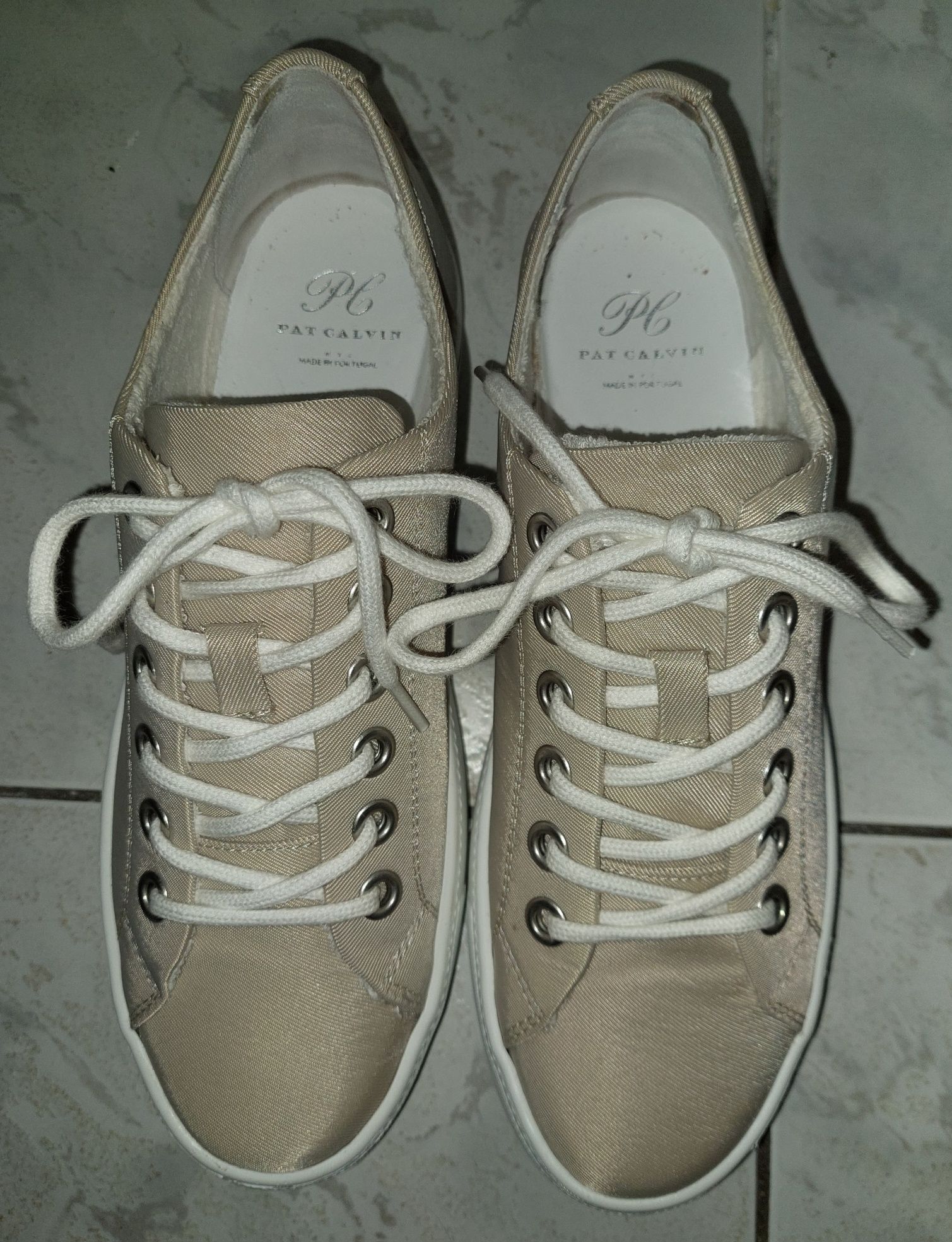Pat Calvin trampki sneakersy beżowo-złote 39 Nowe