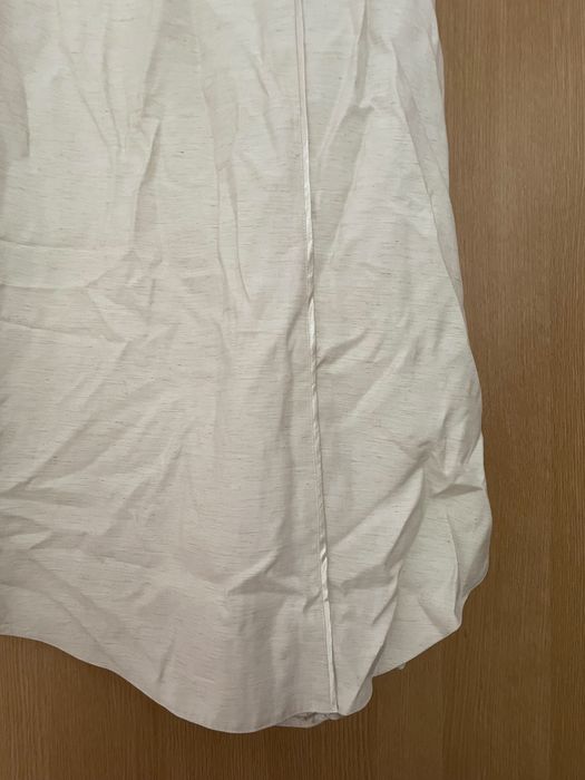 Długa dopasowana i rozkloszowana sukienka Makalu beż, ecru.