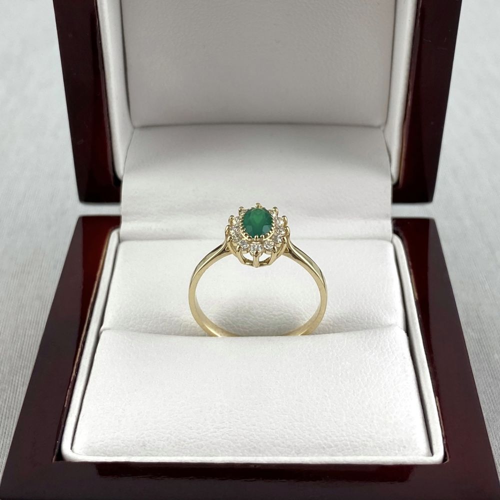 Cudowny ZŁOTY pierścionek zielona MARKIZA PR. 585 (14K) rozmiar 16