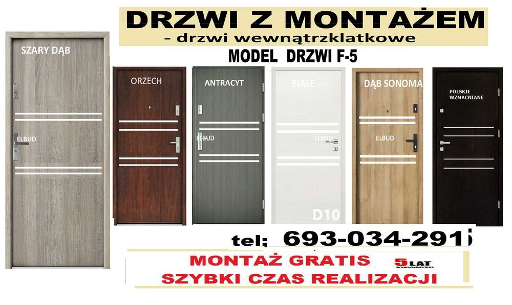 Drzwi WEJŚCIOWE-zewnętrzne do mieszkania w bloku z MONTAŻEM-akustyczne