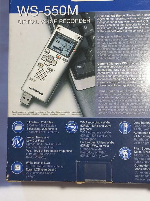 Диктофон цифровий Olympus-550M стерео, WMA, USB-штекер, 2Gb в упаковці
