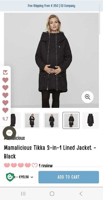 Зимова фірмова куртка для вагітних пуховик для вагітних парка