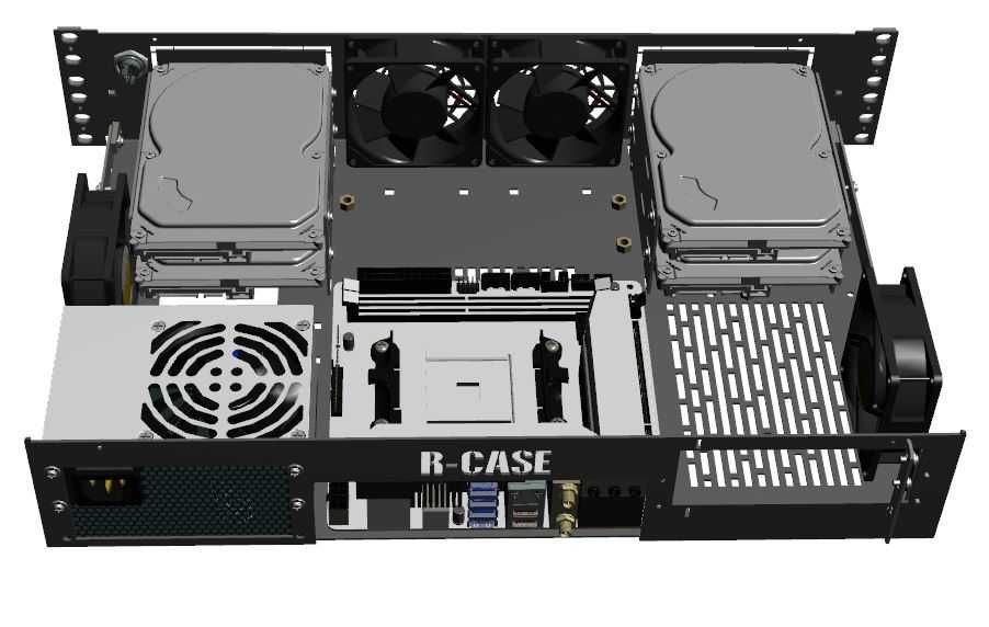 Obudowa RACK do szafy 19 cali R-CASE 4 RAW / Serwer 2U pod mATX/ITX