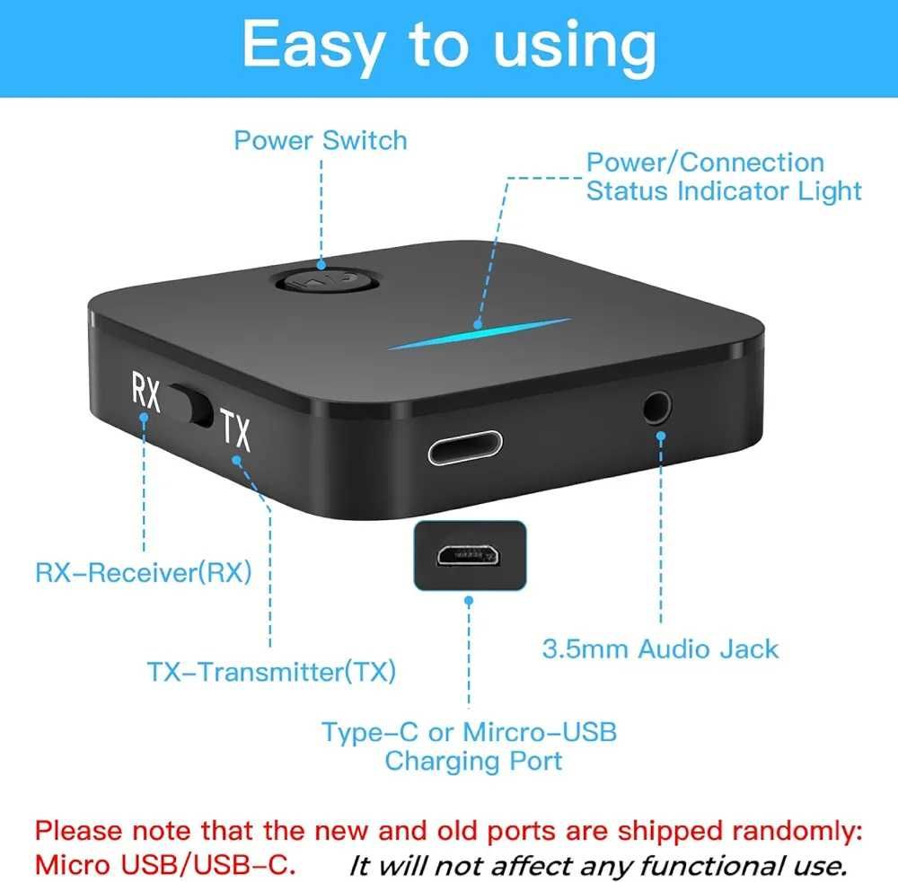 Adapter bluetooth 5.0 Nadajnik-Odbiornik 2w1 TX/RX