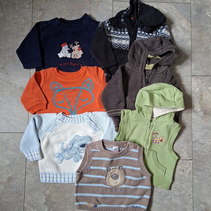 Zestaw 7 szt bluzki sweterki r. 68