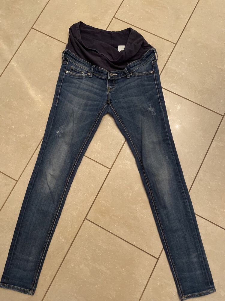 H&M mama ciążowe spodnie jeans rurki r. M/38 lycra, dziury