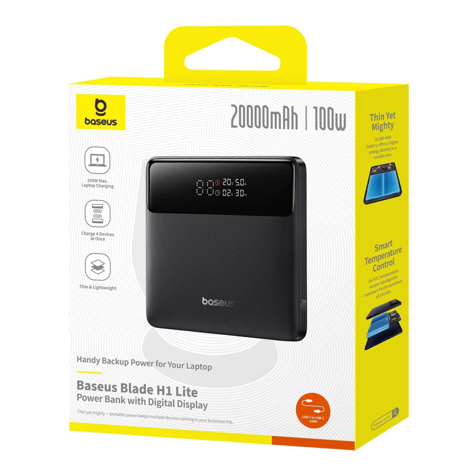 Павербанк BASEUS Blade H1 PowerBank with Digital Display 100W/20000mAh
