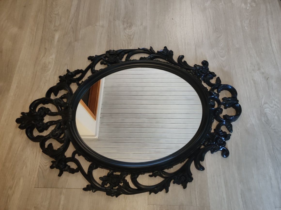 Espelho preto com moldura plastica