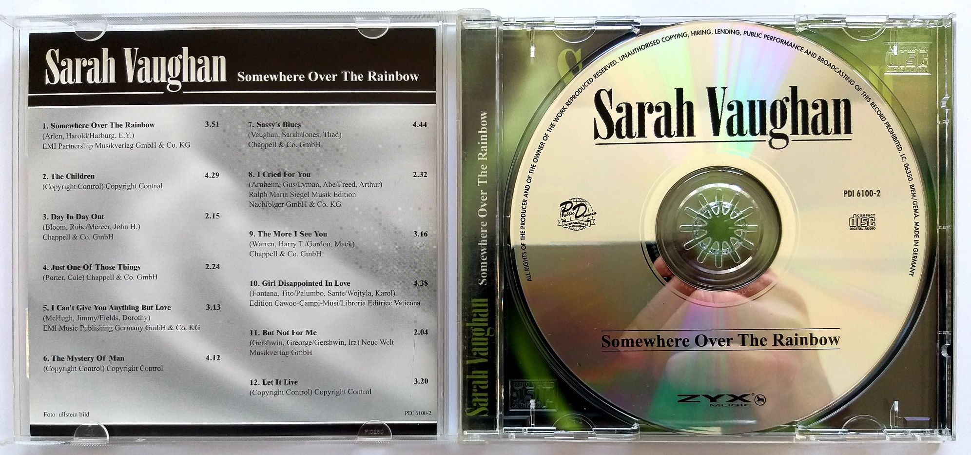 Sarah Vaughan Somewhere Over The Rainbow 2002r