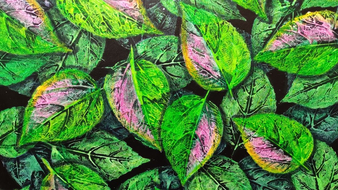 Інтер'єрна картина ,,зелене листя,, 50*50