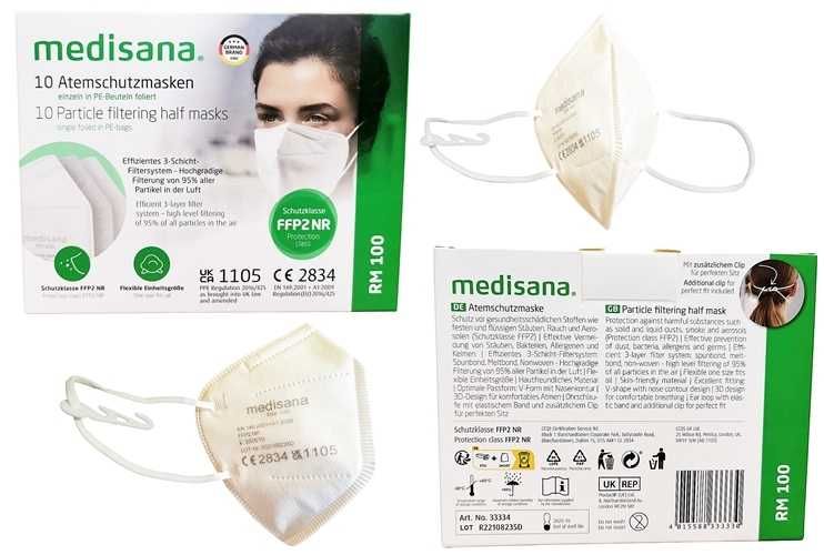 Maseczki Medisana RM 100 FFP2 ochrona dróg oddechowych hurt 100 szt