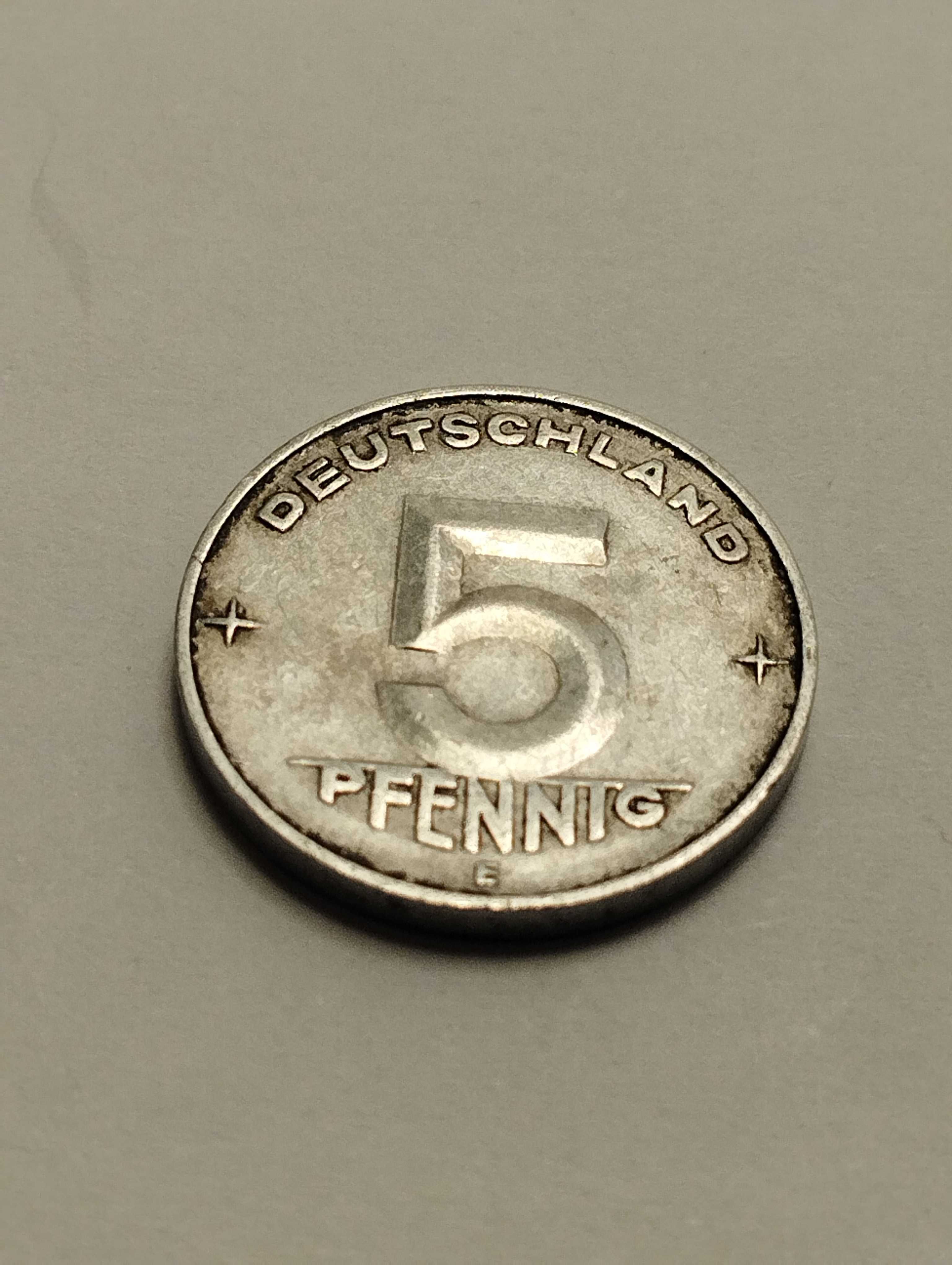 Sprzedam monetę Niemcy - NRD 5 fenigów 1952r. stan bdb.