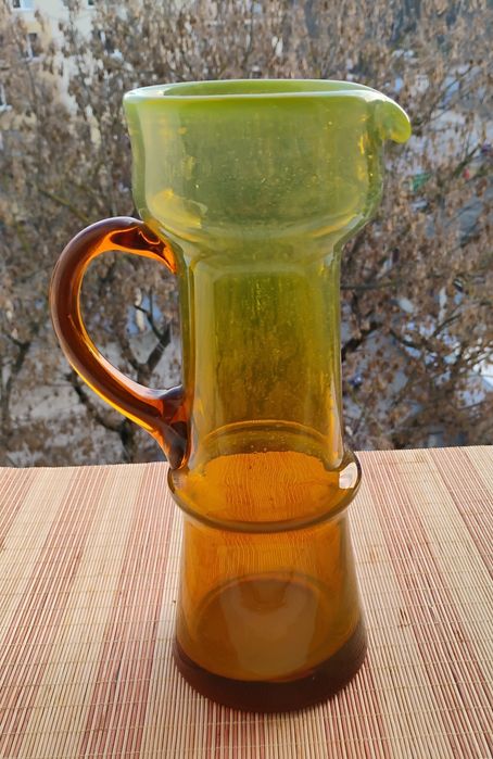 Ręcznie dmuchany dzban Horbowy– lata 60/70, Czechosłowacja,