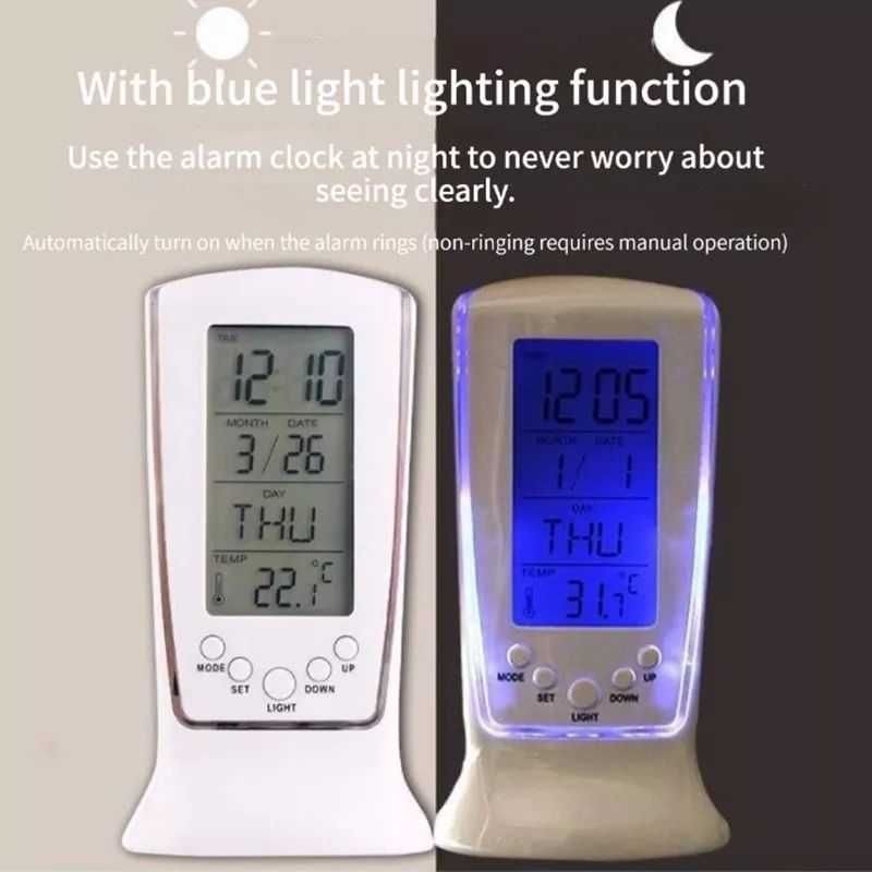 Часы будильник Square clock 510 с термометром и Led подсветкой