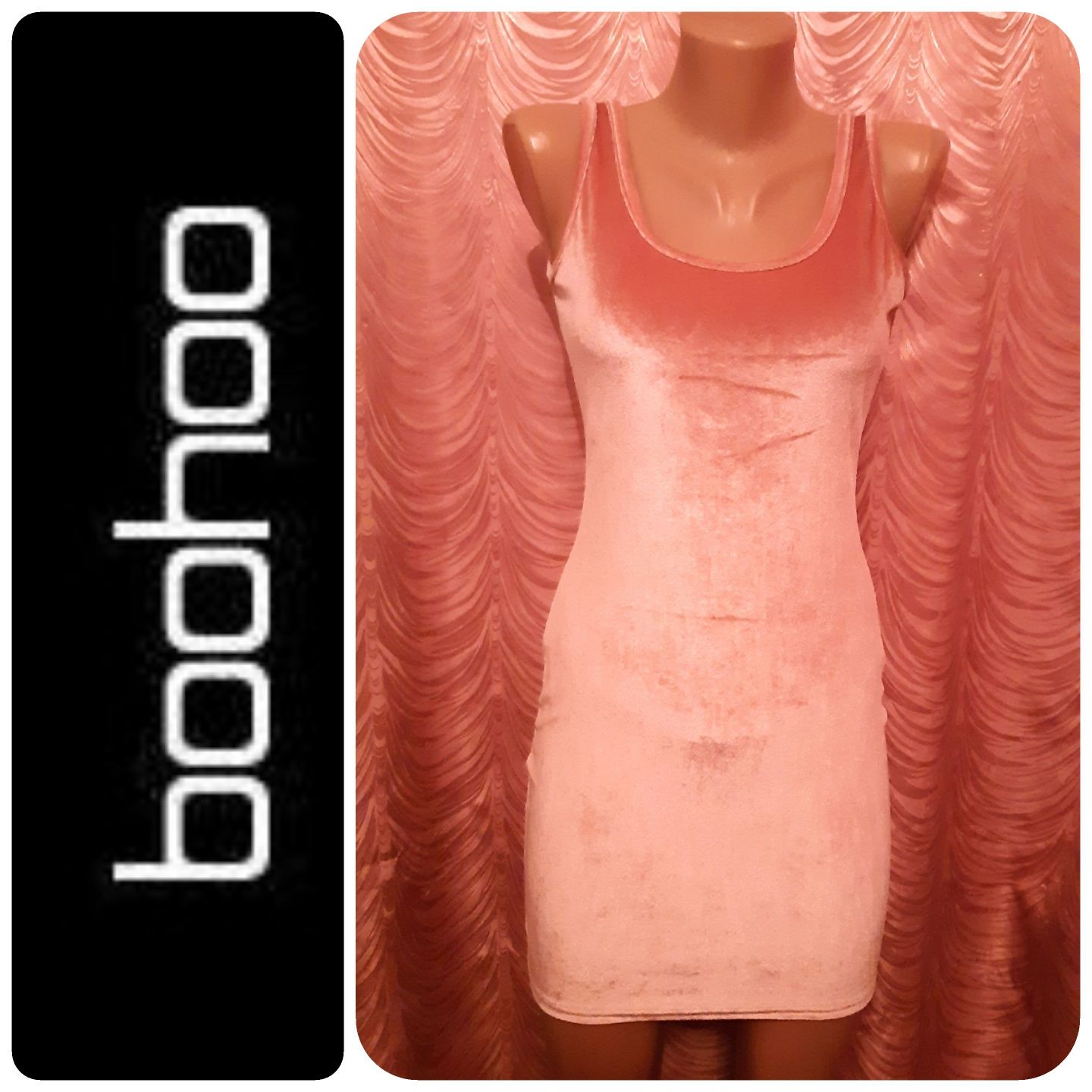 Boohoo. Платье-майка мини. Велюр.