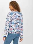 Bomberka bluza welurowa biało-niebieska w kwiaty Rue Paris L/XL