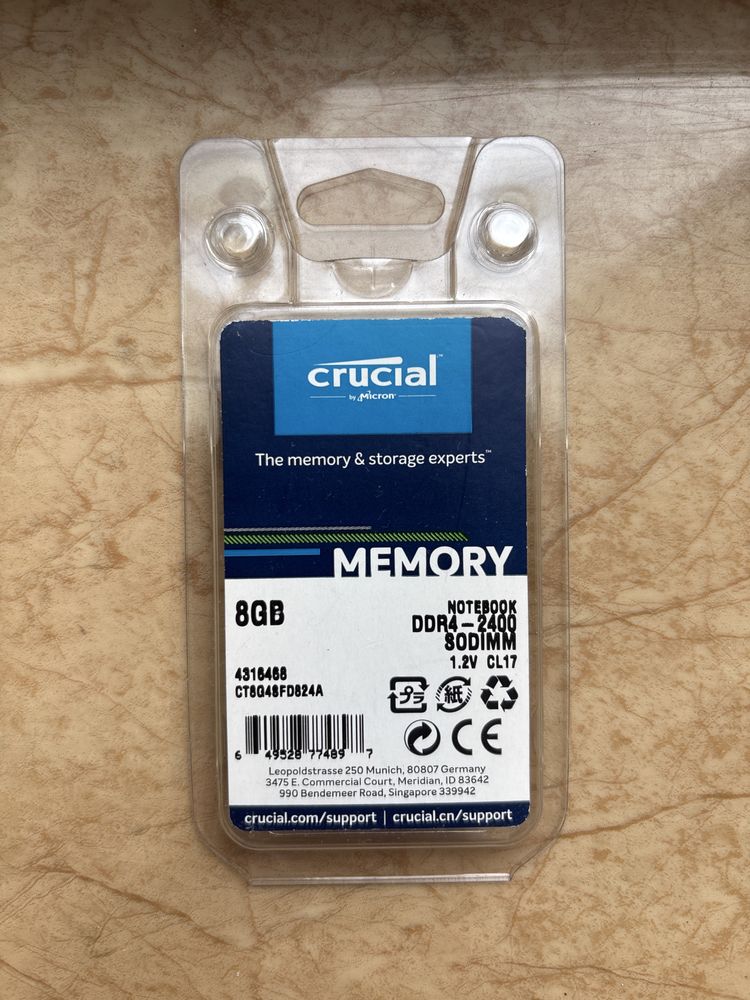 Пам’ять Crucial 8Gb PC4 DDR4-2400 So Dimm new