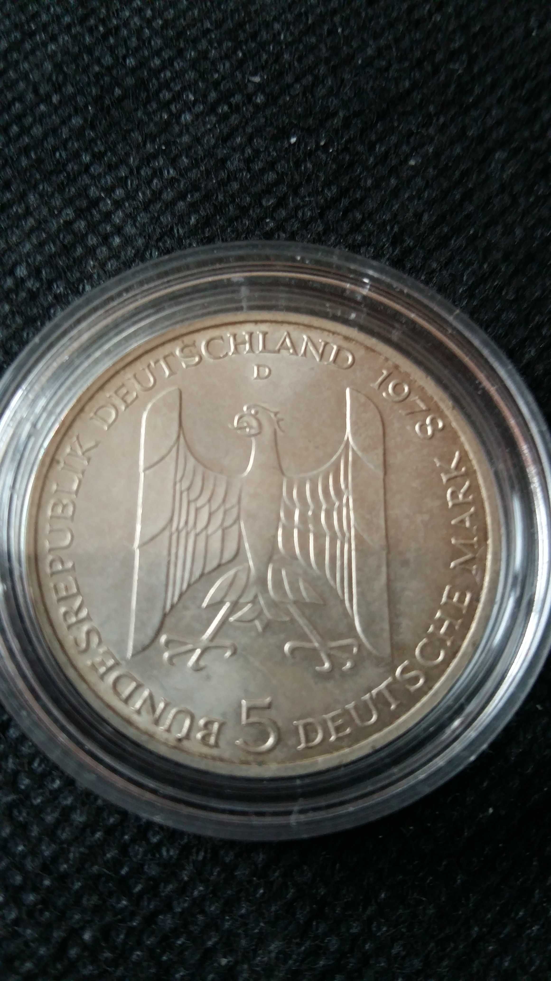 Moneta srebro 5 marek 1978 D  mennicza.
