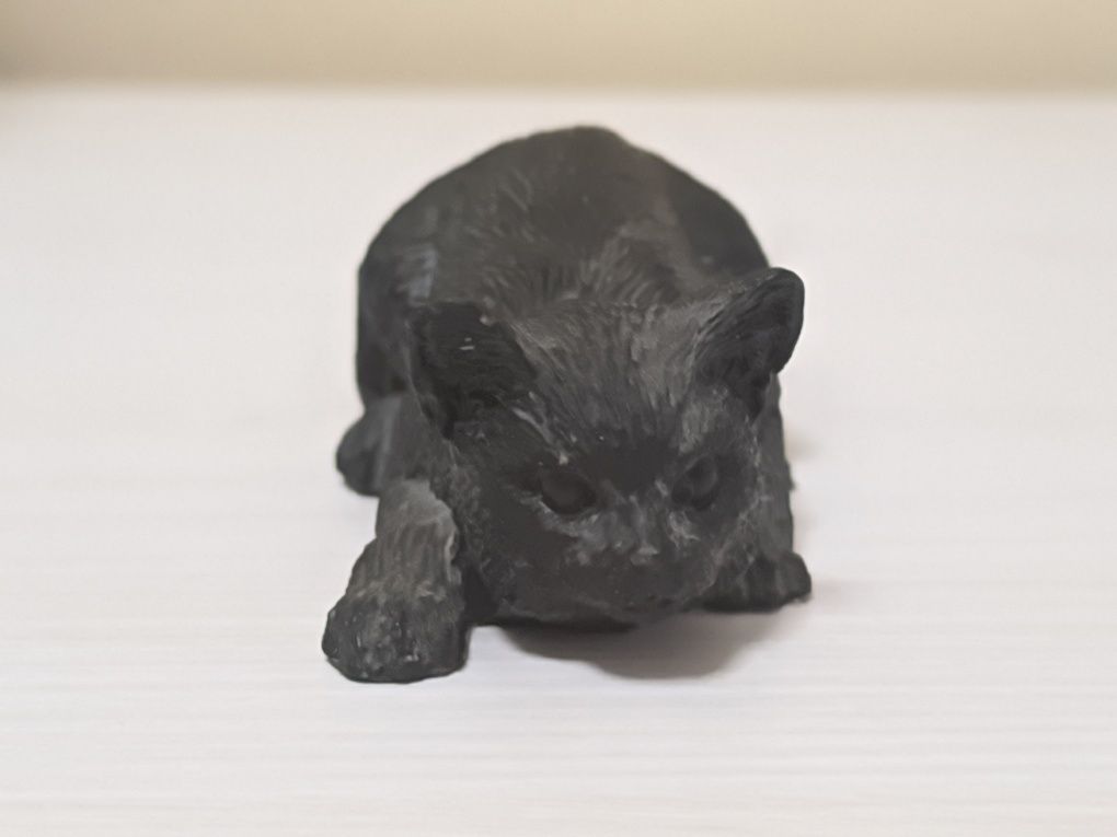 Коллекционная фигурка статуэтка Кошка из угля Coal from Wales