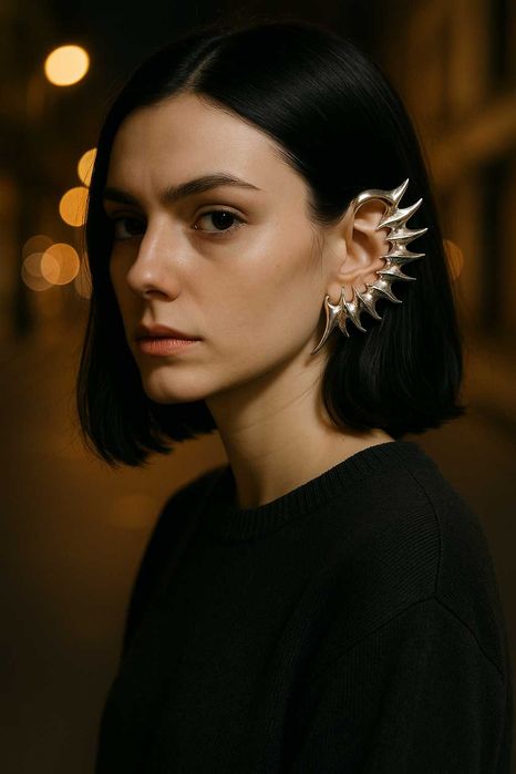 Готична сережка-кафа на ліве вухо