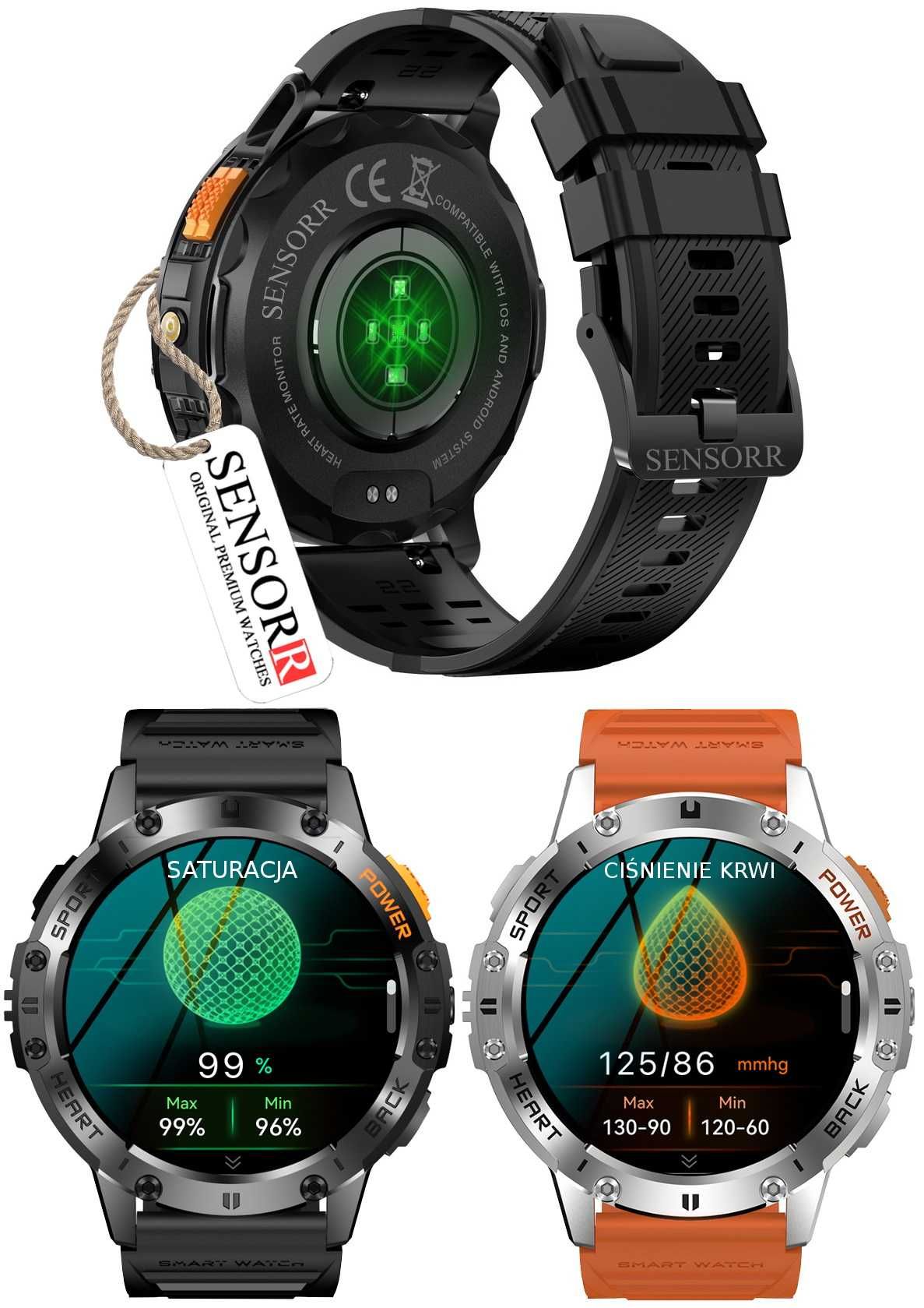 Smartwatch Zegarek Męski LATARKA Ciśnieniomierz ROZMOWY 530mAH AMOLED