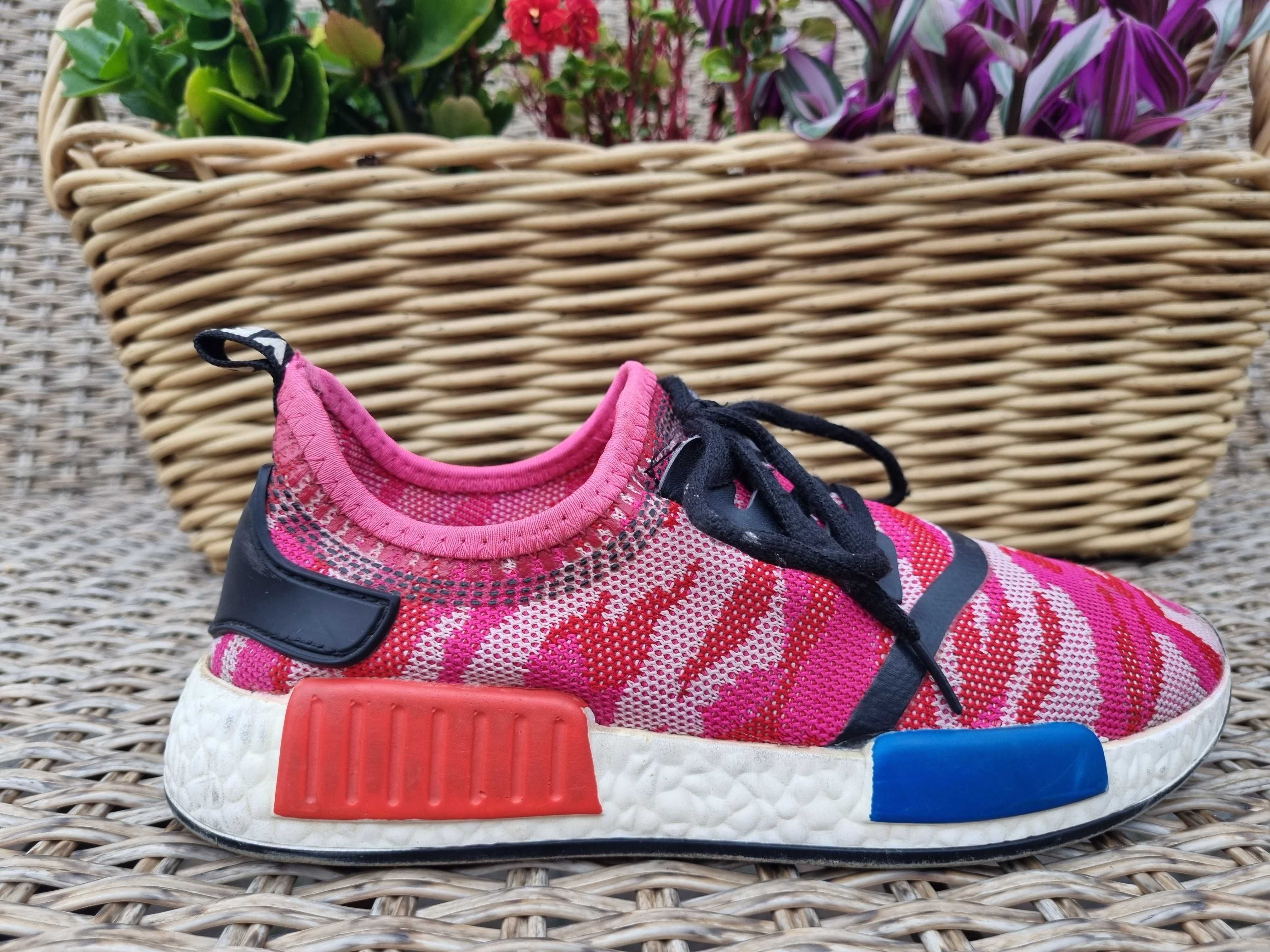 Buty sportowe R36 siateczkowe do biegania lekkie czerwono-różowo-białe