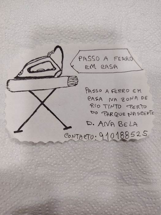 Passo a ferro em casa, perto do parque nascente, na foto do anúncio