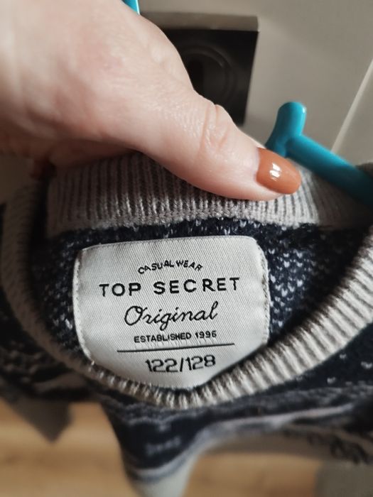 Sweterek sweter świąteczny zimowy top secret wilki granatowy szary