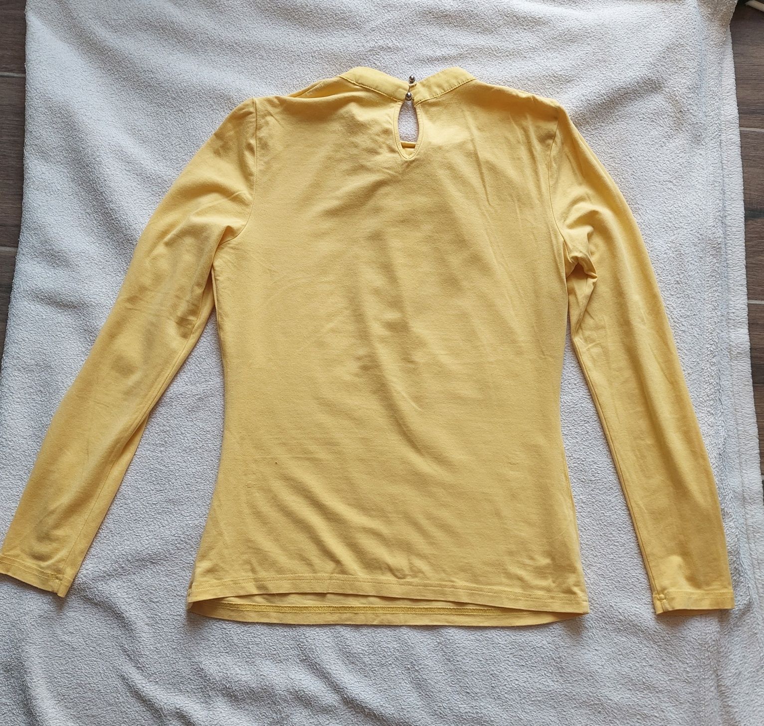 Żółta bluzka z długim rękawem, kokardą pod szyją firmy Taifun roz. M