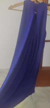 Vestido azul pavão midi