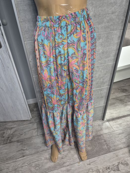 Przepiękne zwiewne jedwabne spodnie indyjskie