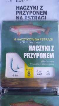 Haczyki z przyponem 72 sztuki HiT! Szybka wysyłka! Na pstrągi, ostre!