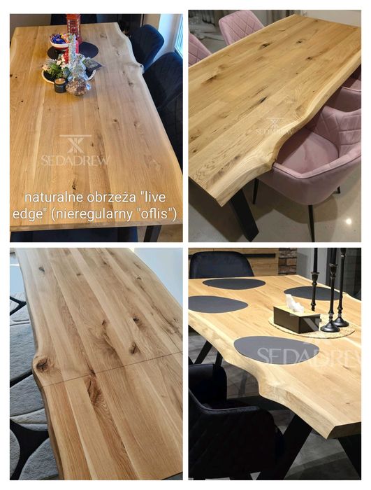 Stół stolik dębowy jesionowy loft rozkładany blat lite drewno