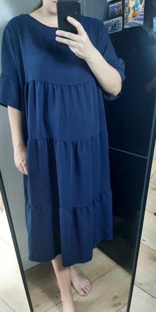 Sukienka granatowa long dress oversize nowa długa