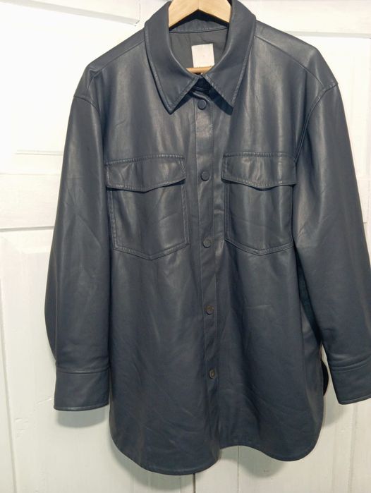 Koszula skórzana, grafitowo-niebieska H&M r. L