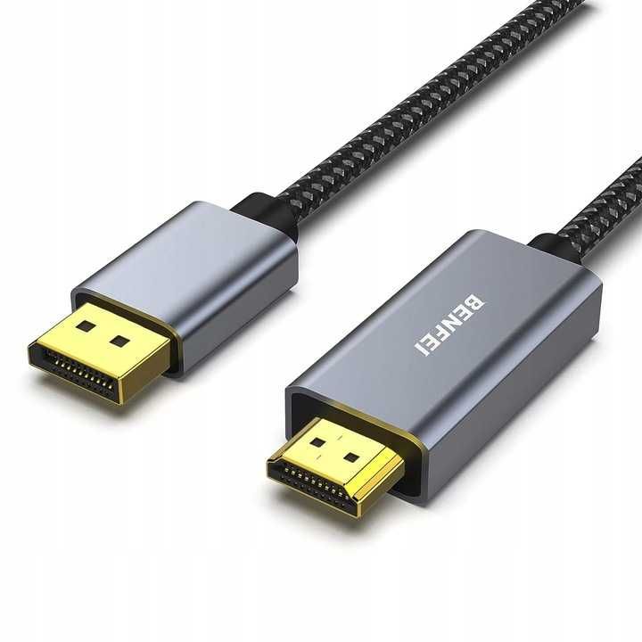 Kabel Displayport do HDMI jednokierunkowy nylonowy 1,8m szary BENFEI