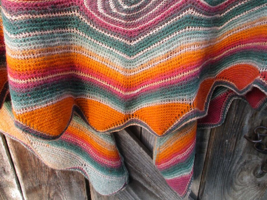 Hand made. Шаль шерстяная  " Зигзаг"