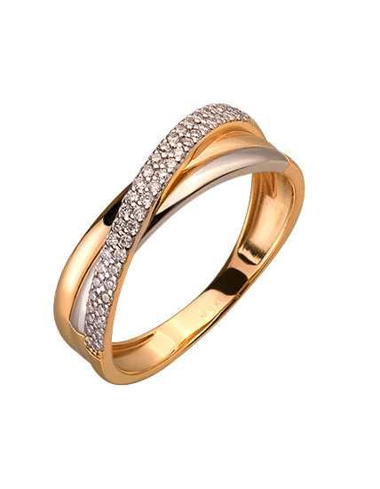 Кольцо Дорожка Трио Бриллианты 0,19Ct красное с белым золото 585 16р