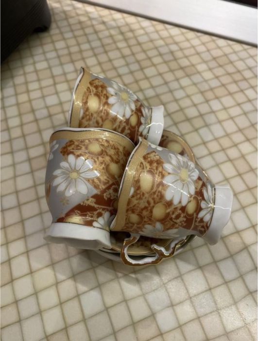 Три чашки + 2 блюдця yamasen порцелянові японія