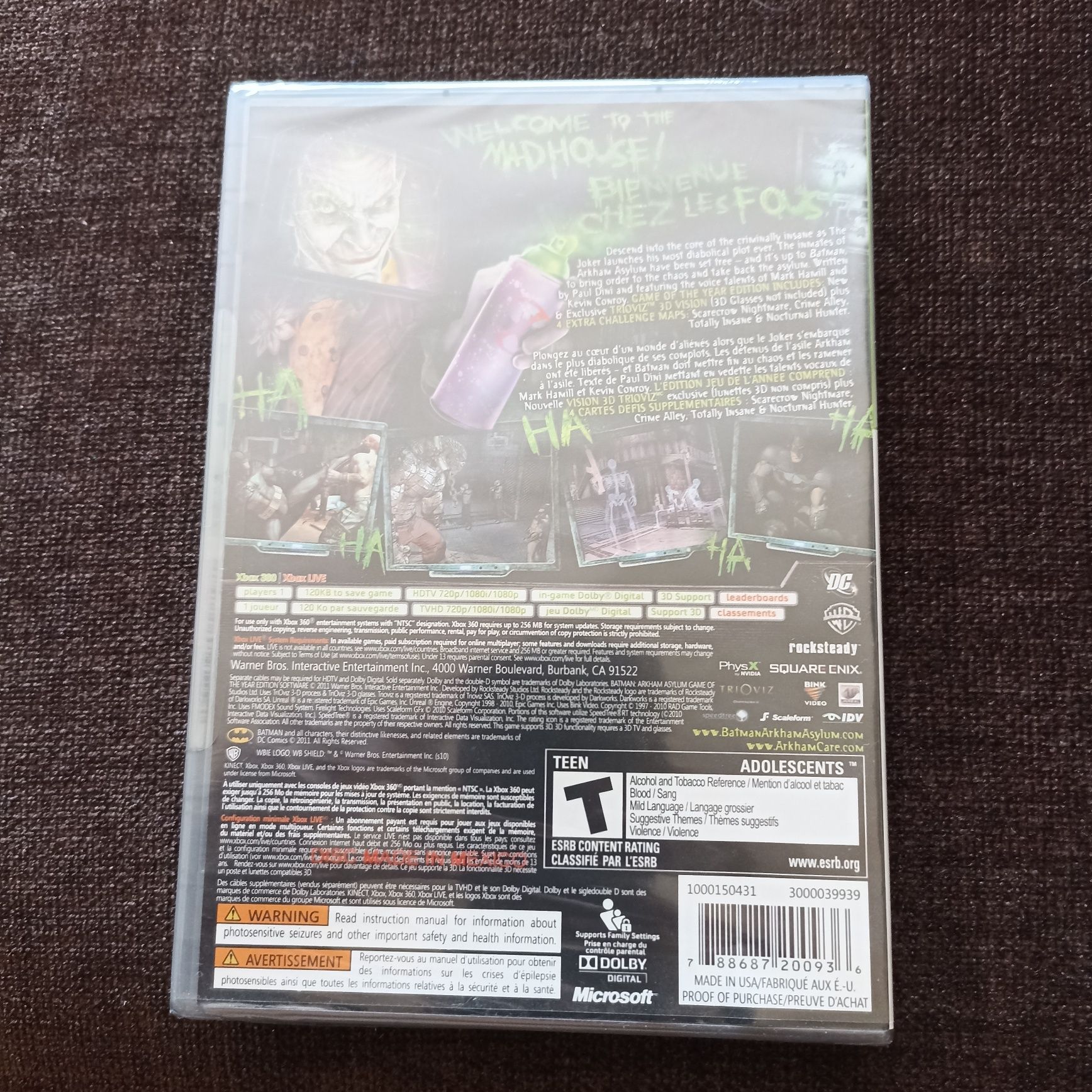 Batman Arkham Asylum Game of the year Edition Xbox 360